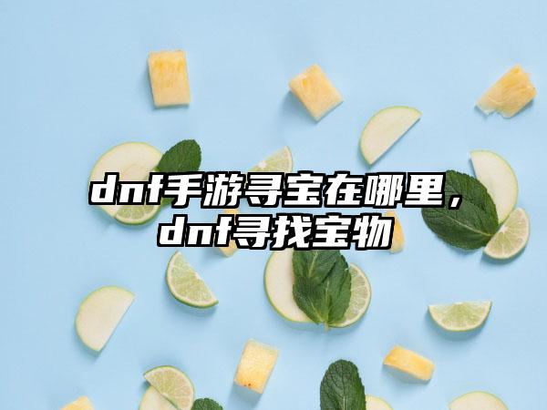 dnf手游寻宝在哪里，dnf寻找宝物