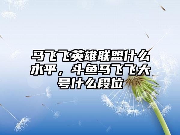 马飞飞英雄联盟什么水平，斗鱼马飞飞大号什么段位