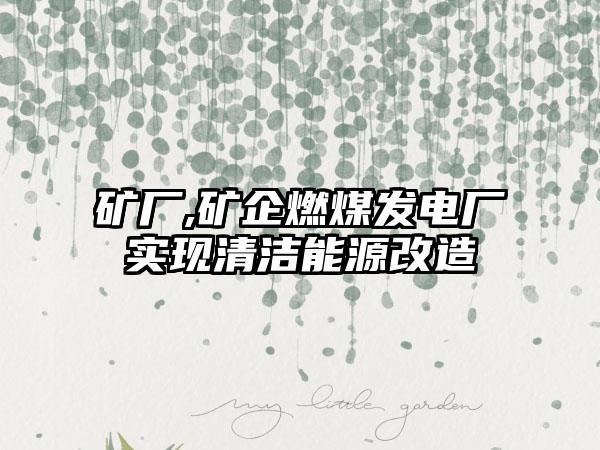 矿厂,矿企燃煤发电厂实现清洁能源改造