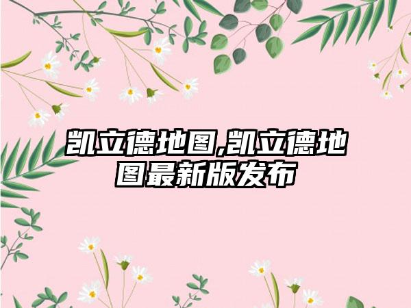 凯立德地图,凯立德地图最新版发布