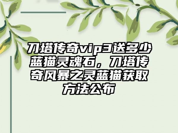 刀塔传奇vip3送多少蓝猫灵魂石,刀塔传奇风暴之灵蓝猫获取方法公布