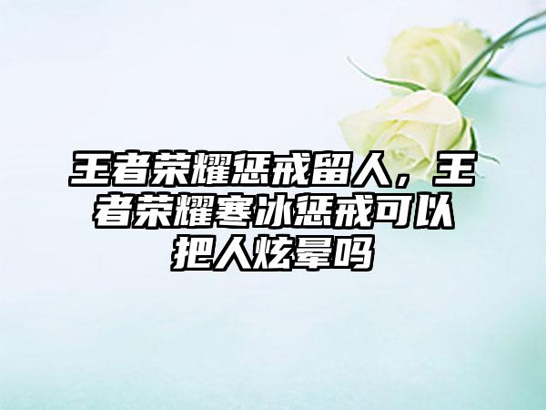 王者荣耀惩戒留人，王者荣耀寒冰惩戒可以把人炫晕吗