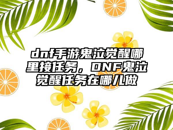dnf手游鬼泣觉醒哪里接任务，DNF鬼泣觉醒任务在哪儿做