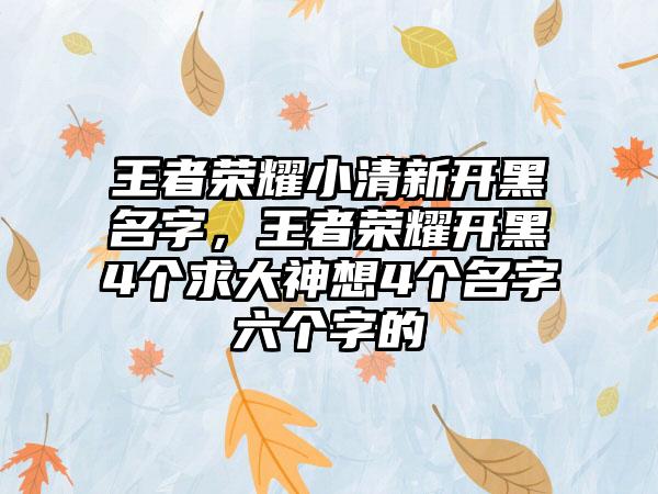 王者荣耀小清新开黑名字，王者荣耀开黑4个求大神想4个名字六个字的