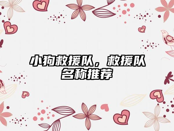 小狗救援队，救援队名称推荐