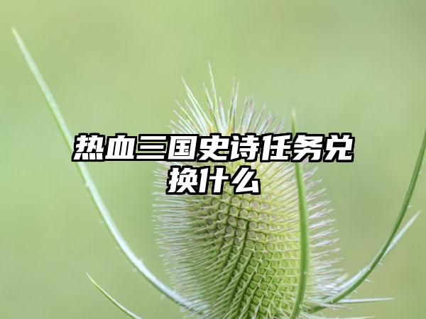 热血三国史诗任务兑换什么