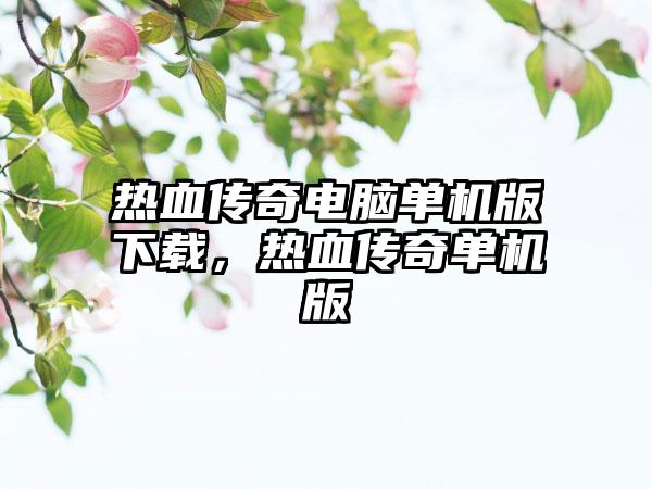 热血传奇电脑单机版下载，热血传奇单机版