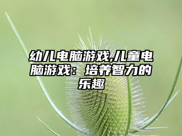 幼儿电脑游戏,儿童电脑游戏：培养智力的乐趣