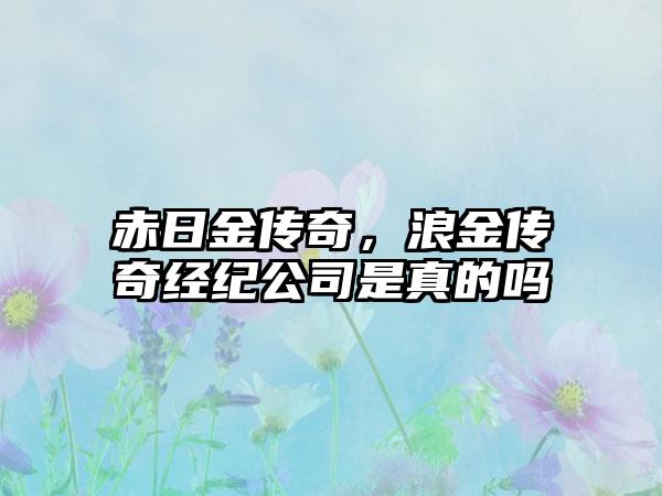 赤日金传奇，浪金传奇经纪公司是真的吗
