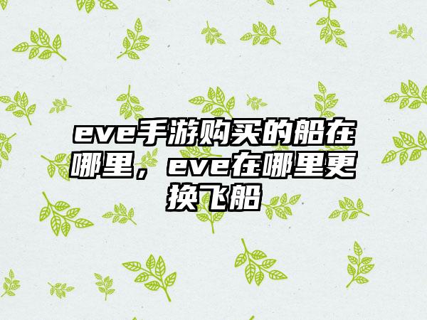 eve手游购买的船在哪里，eve在哪里更换飞船