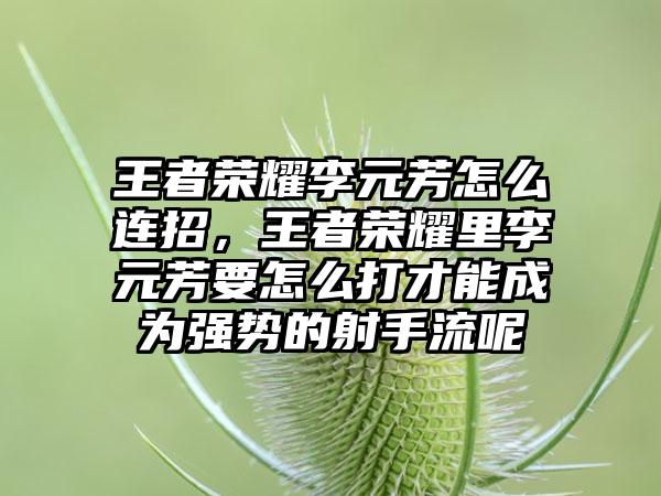 王者荣耀李元芳怎么连招，王者荣耀里李元芳要怎么打才能成为强势的射手流呢