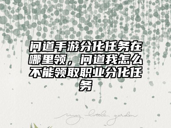 问道手游分化任务在哪里领，问道我怎么不能领取职业分化任务