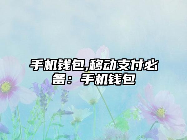 手机钱包,移动支付必备：手机钱包