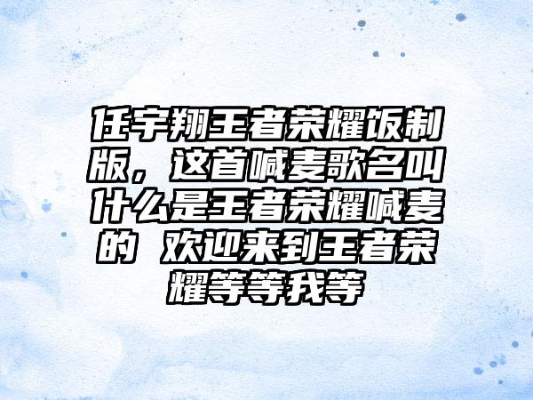 任宇翔王者荣耀饭制版，这首喊麦歌名叫什么是王者荣耀喊麦的 欢迎来到王者荣耀等等我等
