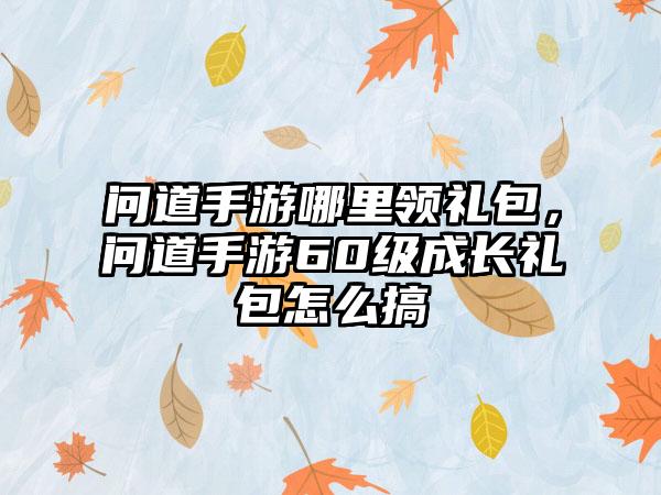 问道手游哪里领礼包，问道手游60级成长礼包怎么搞