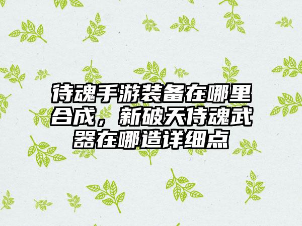 待魂手游装备在哪里合成，新破天侍魂武器在哪造详细点