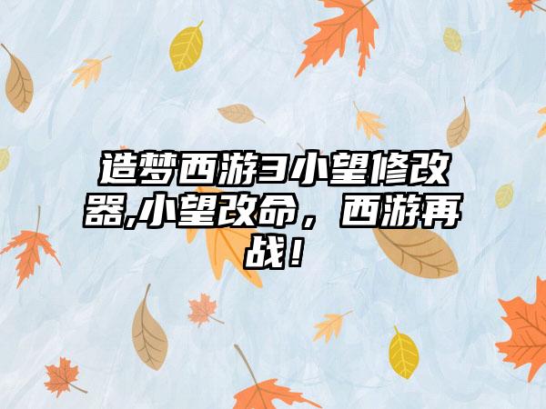 造梦西游3小望修改器,小望改命，西游再战！