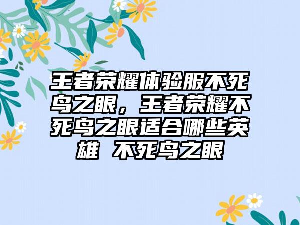 王者荣耀体验服不死鸟之眼，王者荣耀不死鸟之眼适合哪些英雄 不死鸟之眼