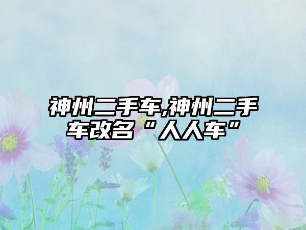 神州二手车,神州二手车改名“人人车”
