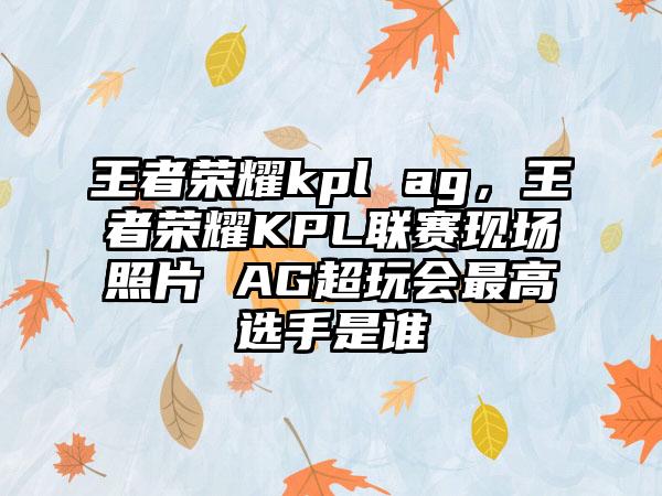 王者荣耀kpl ag，王者荣耀KPL联赛现场照片 AG超玩会最高选手是谁