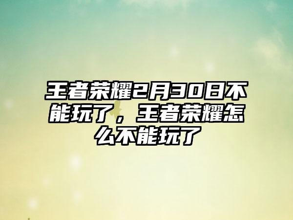 王者荣耀2月30日不能玩了，王者荣耀怎么不能玩了