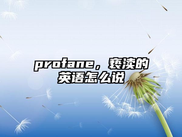 profane,亵渎的英语怎么说