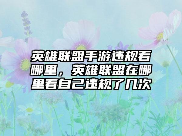 英雄联盟手游违规看哪里，英雄联盟在哪里看自己违规了几次