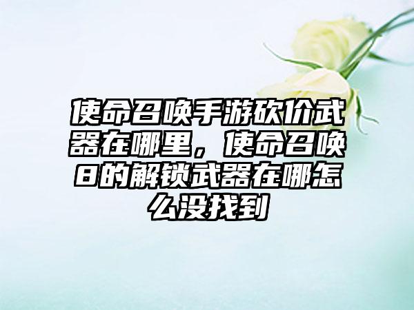 使命召唤手游砍价武器在哪里，使命召唤8的解锁武器在哪怎么没找到