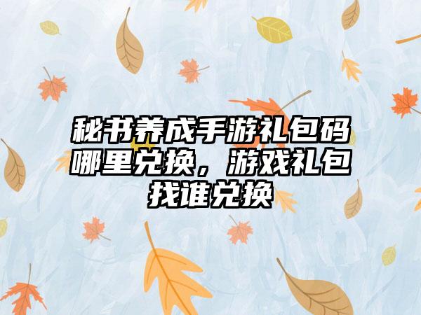 秘书养成手游礼包码哪里兑换，游戏礼包找谁兑换