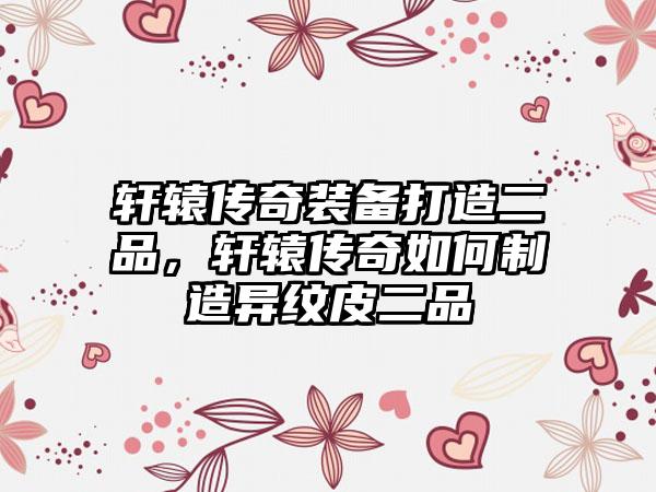 轩辕传奇装备打造二品，轩辕传奇如何制造异纹皮二品