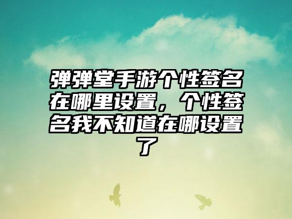 弹弹堂手游个性签名在哪里设置，个性签名我不知道在哪设置了