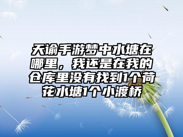 天谕手游梦中水塘在哪里，我还是在我的仓库里没有找到1个荷花水塘1个小渡桥