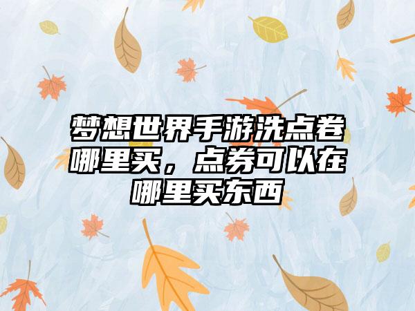 梦想世界手游洗点卷哪里买，点券可以在哪里买东西