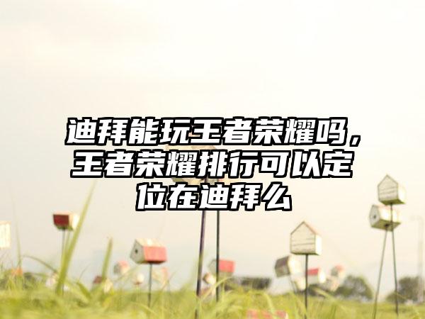 迪拜能玩王者荣耀吗，王者荣耀排行可以定位在迪拜么