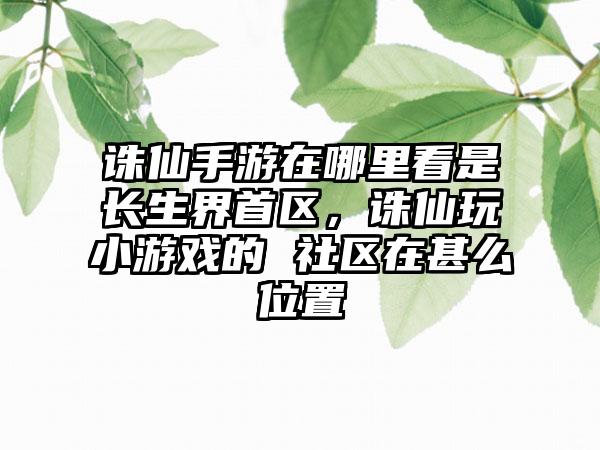 诛仙手游在哪里看是长生界首区，诛仙玩小游戏的 社区在甚么位置