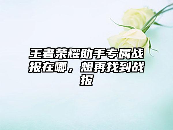 王者荣耀助手专属战报在哪，想再找到战报