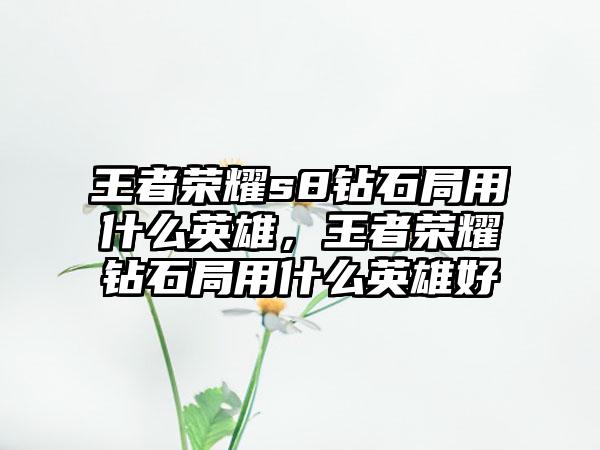 王者荣耀s8钻石局用什么英雄，王者荣耀钻石局用什么英雄好