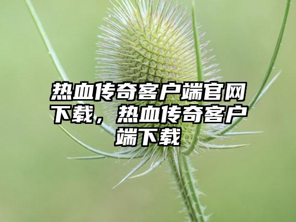 热血传奇客户端官网下载，热血传奇客户端下载
