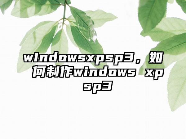 windowsxpsp3，如何制作windows xp sp3