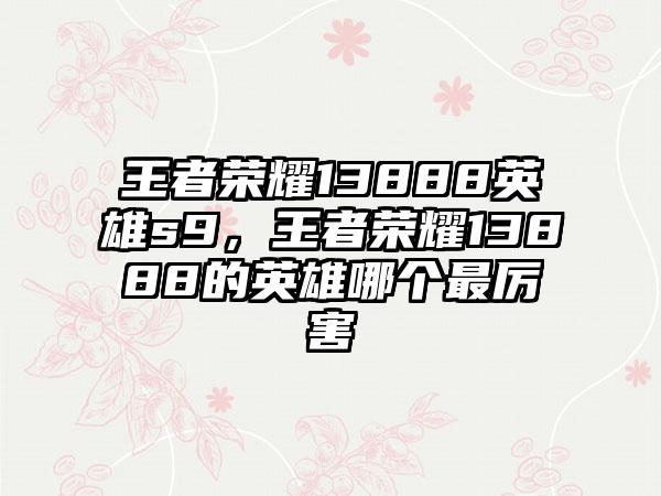 王者荣耀13888英雄s9，王者荣耀13888的英雄哪个最厉害