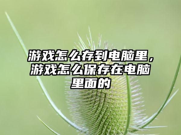 游戏怎么存到电脑里，游戏怎么保存在电脑里面的