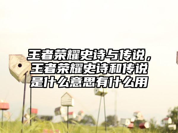 王者荣耀史诗与传说，王者荣耀史诗和传说是什么意思有什么用