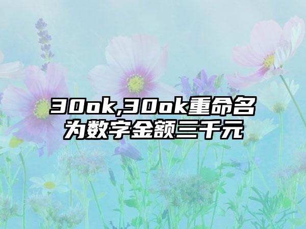 30ok,30ok重命名为数字金额三千元