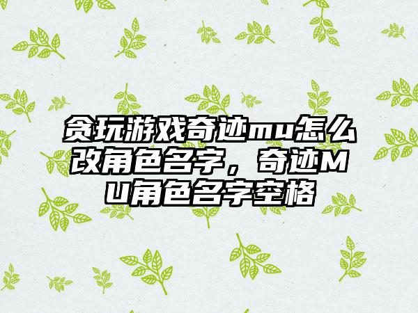 贪玩游戏奇迹mu怎么改角色名字，奇迹MU角色名字空格