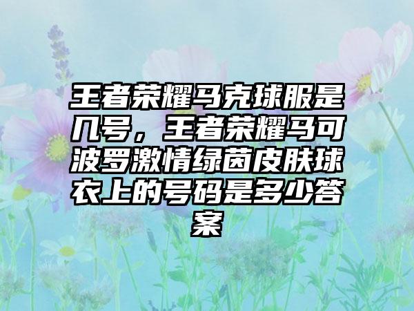王者荣耀马克球服是几号，王者荣耀马可波罗激情绿茵皮肤球衣上的号码是多少答案