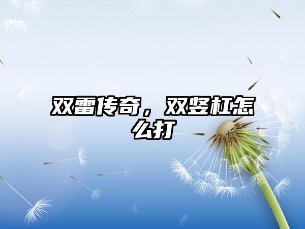 双雷传奇，双竖杠怎么打