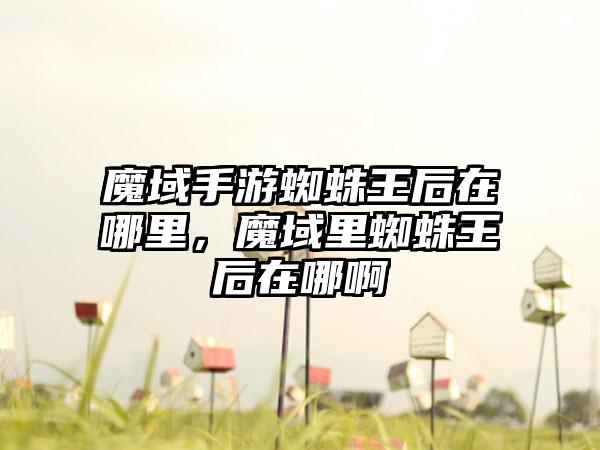 魔域手游蜘蛛王后在哪里，魔域里蜘蛛王后在哪啊