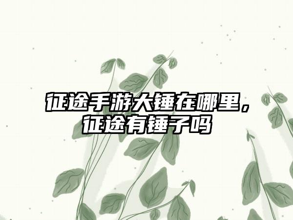 征途手游大锤在哪里，征途有锤子吗