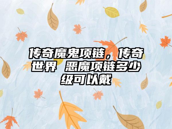 传奇魔鬼项链，传奇世界 恶魔项链多少级可以戴