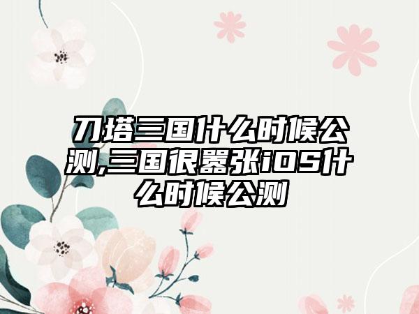刀塔三国什么时候公测,三国很嚣张iOS什么时候公测